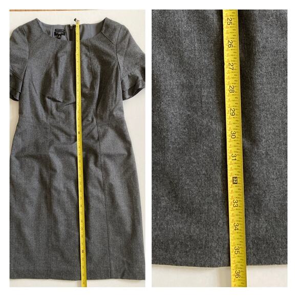 Italian Flannel Dress Talbots Ruffle Sleeve Shift Dress Gray Size 4P - Picture 7 of 10